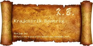 Krajcsirik Beatrix névjegykártya